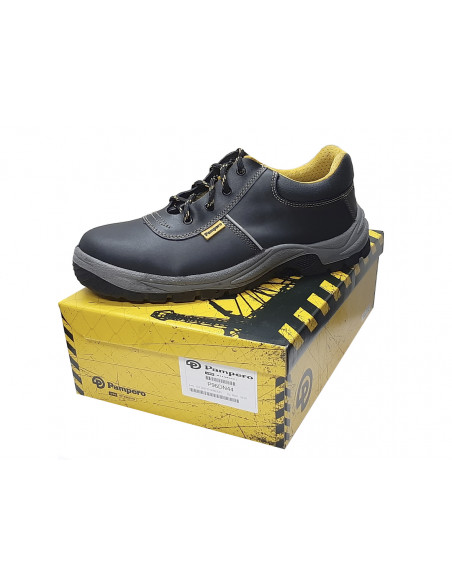 ZAPATO CALZADO DE SEGURIDAD PAMPERO P96 CUERO BOX NEGRO PUNTERA ACERO